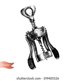 Vector Hand Drawn Sketch of Corkscrew
