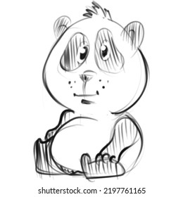 Vector hand drawn sketch of cute panda