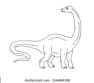 Vector hand drawn sketch diplodocus brachiosaurus dinosaur isolated on white background