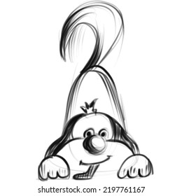 Vector hand drawn sketch of a dog that rejoices