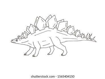 Vector hand drawn sketch doodle stegosaurus dinosaur isolated on white background