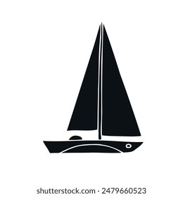 Vector hand drawn sketch doodle sail boat isolated on white background