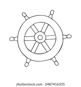 Vector hand drawn sketch doodle outline ship rudder isolated on white background