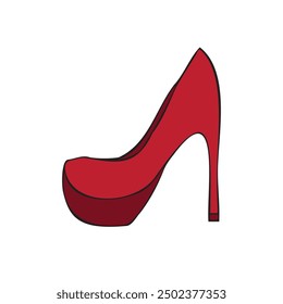 Vector dibujado a mano boceto doodle de color femenino zapato de tacón alto aislado sobre fondo blanco
