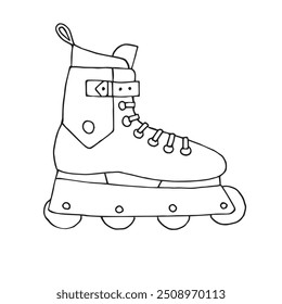 Vector hand drawn sketch doodle outline roller skate isolated on white background