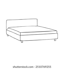 Vetor mão desenhada esboço doodle contorno cama isolado no fundo branco