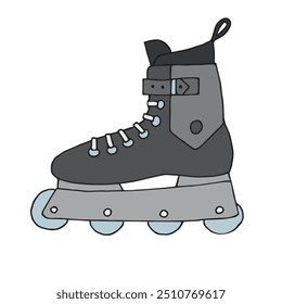 Vector hand drawn sketch doodle colored roller skate isolated on white background