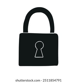 Vector hand drawn sketch doodle lock isolated on white background