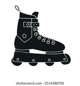 Vector hand drawn sketch doodle roller skate isolated on white background