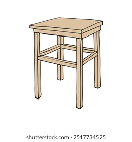 Vector hand drawn sketch doodle colored stool isolated on white background