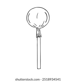 Vector hand drawn sketch doodle outline lollipop isolated on white background