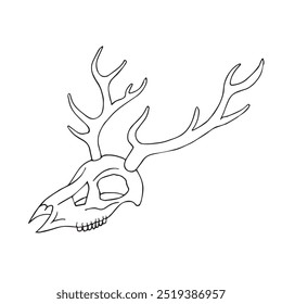 Vector hand drawn sketch doodle outline deer skull isolated on white background