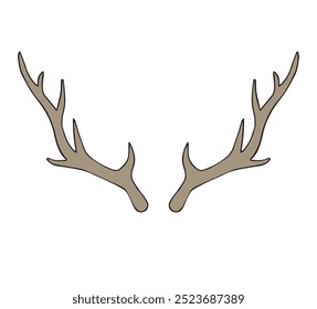 Vector hand drawn sketch doodle colored deer horns isolated on white background