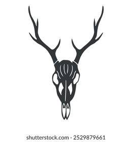 Vector hand drawn sketch doodle deer skull isolated on white background