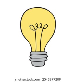 Vector hand drawn sketch doodle colored lamp isolated on white background