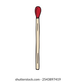 Vector hand drawn sketch doodle colored fire match isolated on white background