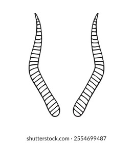 Vector hand drawn sketch doodle outline antelope horns isolated on white background