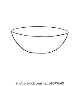 Vector hand drawn sketch doodle outline bowl plate isolated on white background