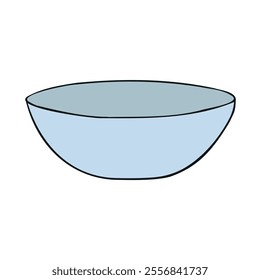 Vector hand drawn sketch doodle colored bowl plate isolated on white background