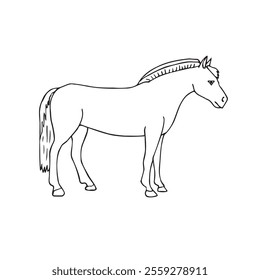 Vector hand drawn sketch doodle outline fiord horse isolated on white background