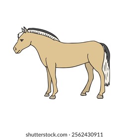 Vector hand drawn sketch doodle colored fiord horse isolated on white background