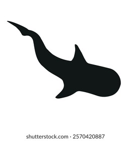 Vector hand drawn sketch doodle whale shark silhouette isolated on white background