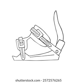 Vector hand drawn sketch doodle outline snowboard boot isolated on white background