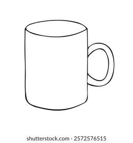 Vector hand drawn sketch doodle outline cup isolated on white background