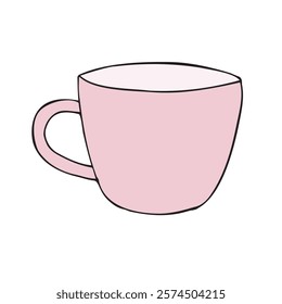 Vector hand drawn sketch doodle colored cup isolated on white background