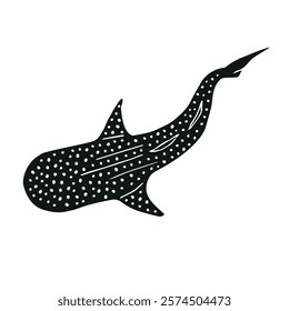 Vector hand drawn sketch doodle whale shark isolated on white background