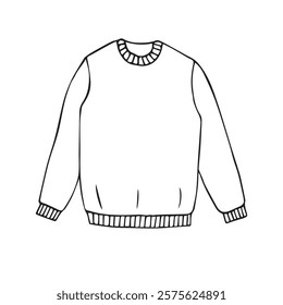 Vector hand drawn sketch doodle outline sweatshirt isolated on white background