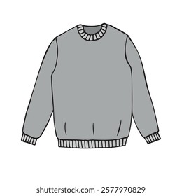 Vector hand drawn sketch doodle colored sweatshirt isolated on white background