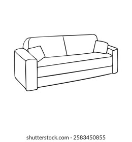 Vector hand drawn sketch doodle outline sofa isolated on white background