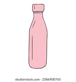 Vector hand drawn sketch doodle colored thermo bottle isolated on white background