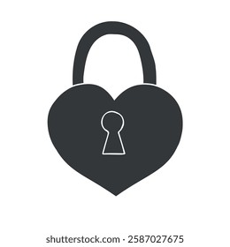 Vector hand drawn sketch doodle heart lock isolated on white background