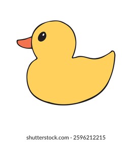 Vector hand drawn sketch doodle colored bathing duck isolated on white background