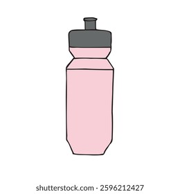 Vector hand drawn sketch doodle colored take away bottle isolated on white background