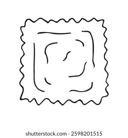 Vector hand drawn sketch doodle outline ravioli isolated on white background
