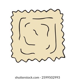 Vector hand drawn sketch doodle colored ravioli isolated on white background
