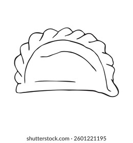 Vector hand drawn sketch doodle outline dumpling isolated on white background