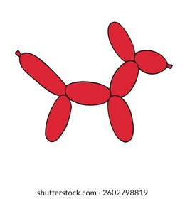 Vector hand drawn sketch doodle colored air balloon dog isolated on white background
