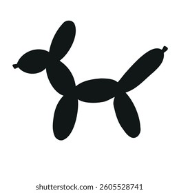Vector hand drawn sketch doodle air balloon dog silhouette isolated on white background