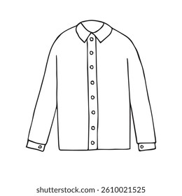 Vector hand drawn sketch doodle outline shirt isolated on white background