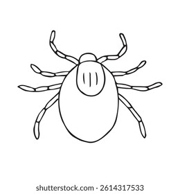 Vector hand drawn sketch doodle outline mite isolated on white background