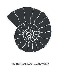 Vector hand drawn sketch doodle ammonite isolated on white background