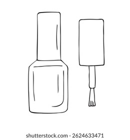 Vector hand drawn sketch doodle outline nail polish isolated on white background