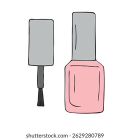Vector hand drawn sketch doodle colored nail polish isolated on white background