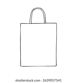 Vector hand drawn sketch doodle outline craft bag isolated on white background