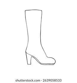 Vector hand drawn sketch doodle outline high boot isolated on white background