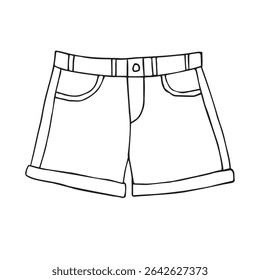 Vetor mão desenhada esboço doodle contorno jeans shorts isolado no fundo branco